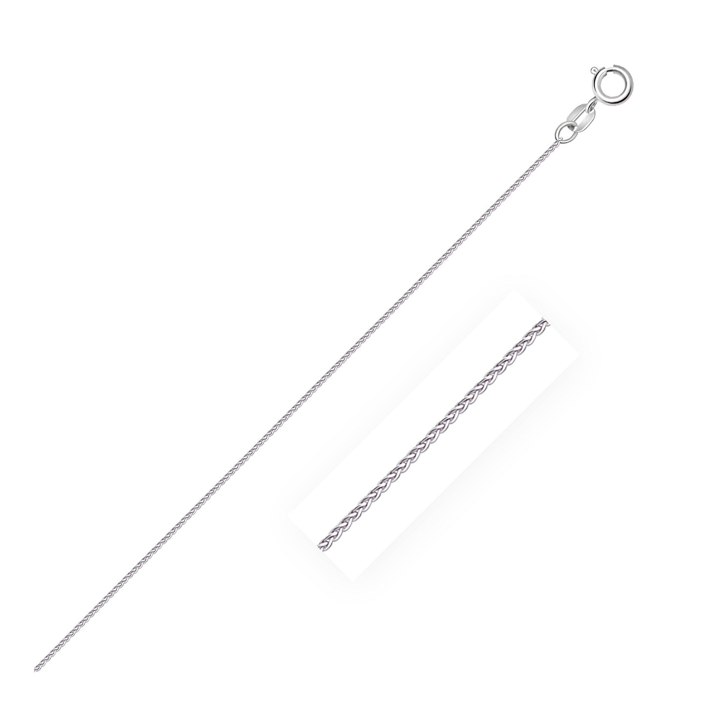 14k White Gold Diamond Cut Round Wheat Chain - 0.6mm