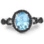 2.92 Carat Blue Topaz & Diamond Sterling Silver Engagement Ring