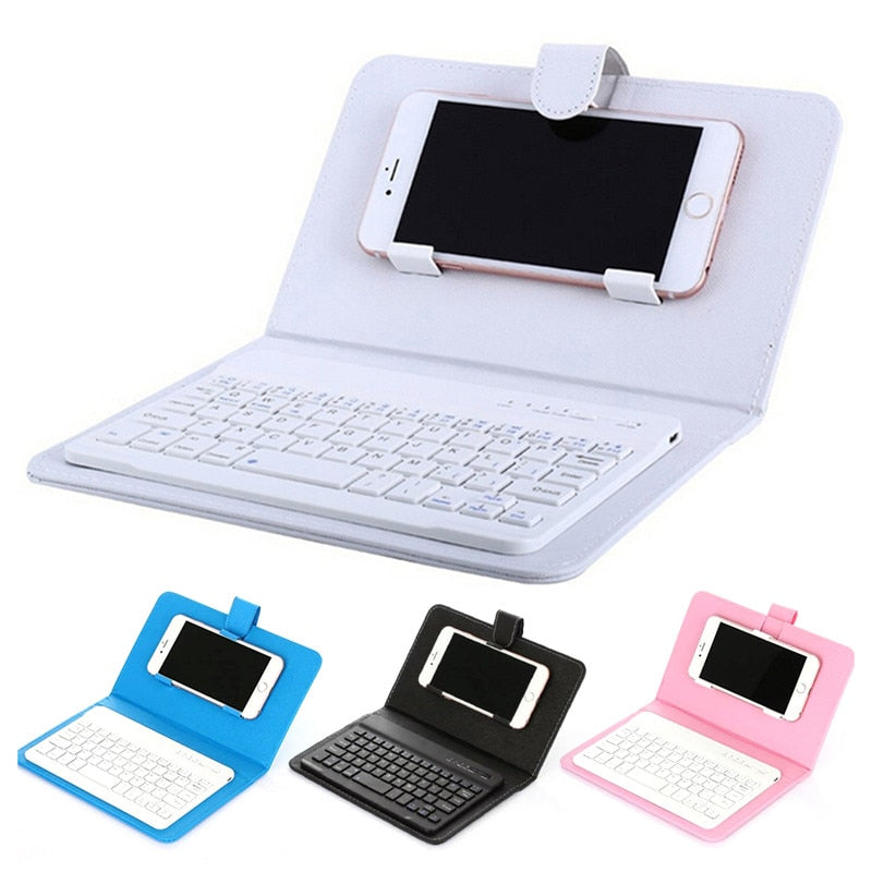 Portable PU Leather Wireless Keyboard Case for iPhone Protective Mobile Phone with Bluetooth Keyboard For IPhone Android Phone - Korvel