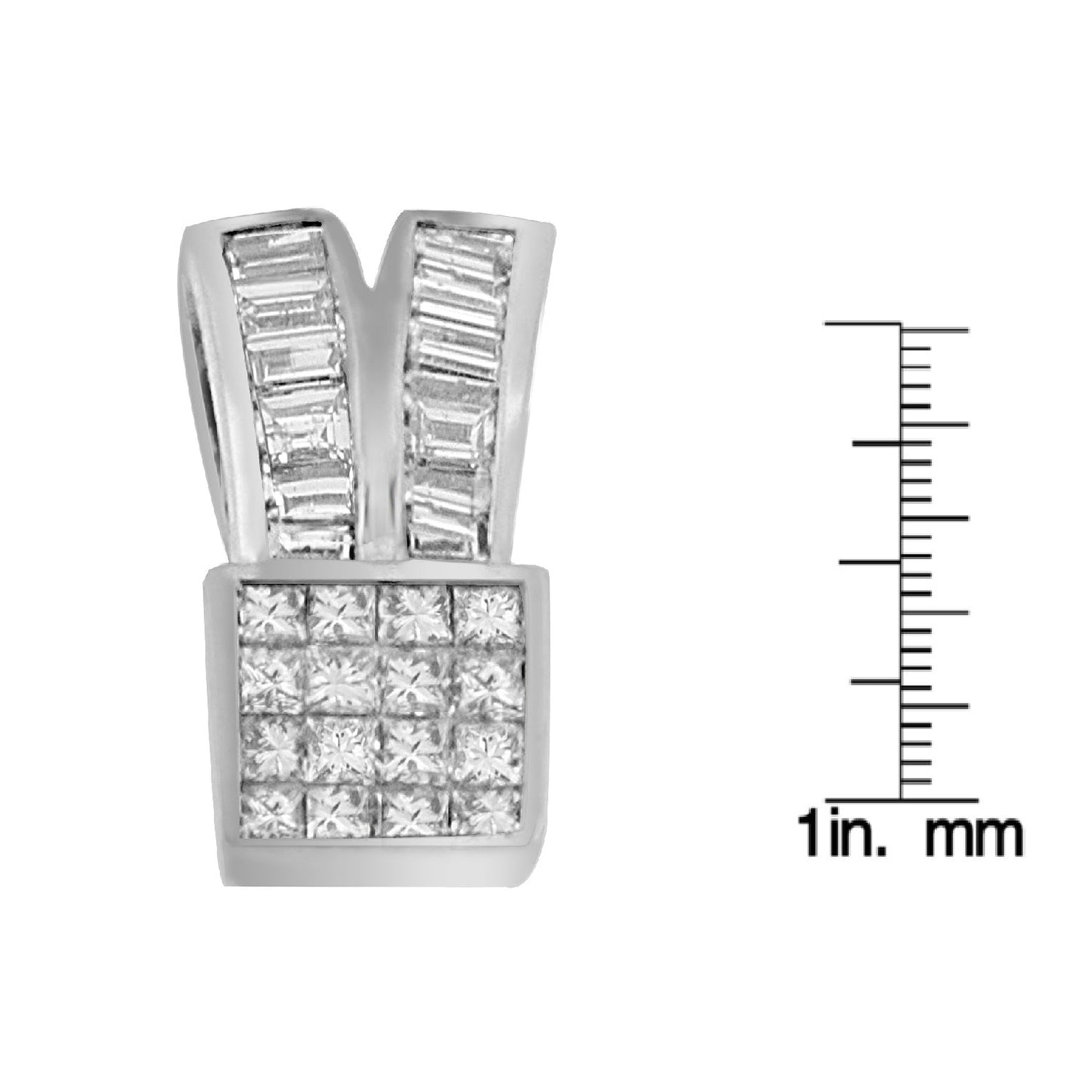 Collar de Pendiente de Corazón de Cinta de Diamante de Oro Blanco de 14K