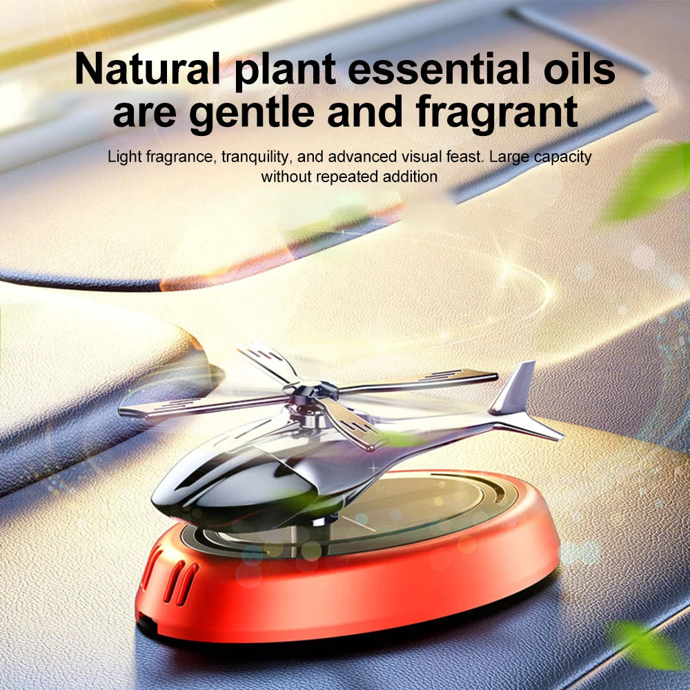 Solar Rotating Helicopter Aromatherapy Car Ornaments Car Air Freshener Alloy + ABS Wooden Aromatherapy Machine - Korvel