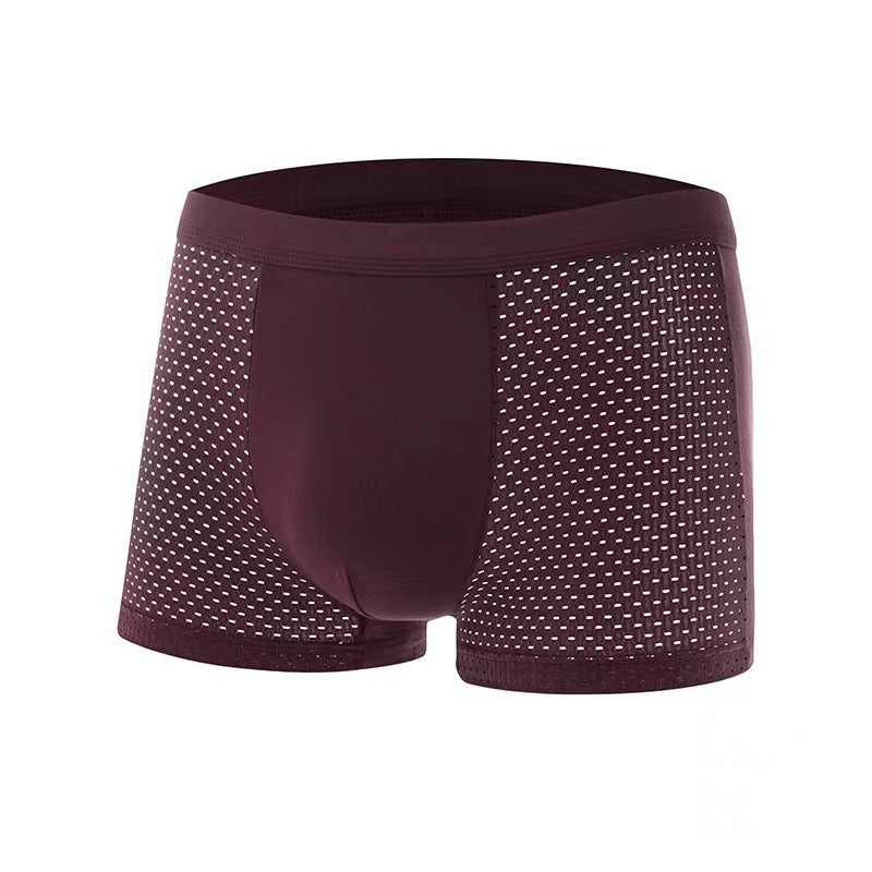 Modal Solid Ice Silk Antibacterial Underwear for Men's Mid Waist Breathable Four Square Corner Underwear - Korvel