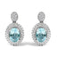 Boucles d'oreilles pendantes en argent sterling .925 avec topaze bleue et accents de diamant