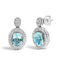 Boucles d'oreilles pendantes en argent sterling .925 avec topaze bleue et accents de diamant