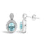 Boucles d'oreilles pendantes en argent sterling .925 avec topaze bleue et accents de diamant