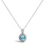 Collier Pendentif en Argent Sterling .925 avec Topaze Bleue et Diamant - 18"