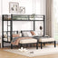 Twin over Twin & Twin Bunk Beds for 3, Twin XL over Twin & Twin Bunk Bed Metal Triple Bunk Bed, Black - Korvel