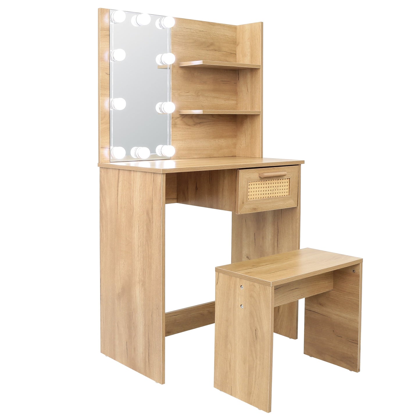 Elegant Bedroom Vanity Set with LED Mirror and Storage
