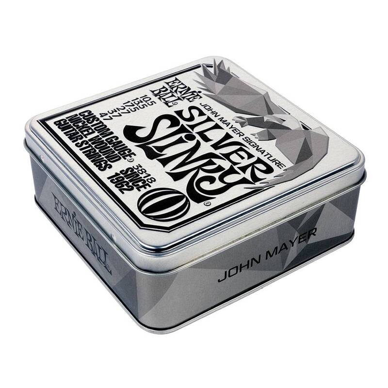Ernie Ball John Mayer Silver Slinky Nickel Wound Electric Guitar Strings 3-Pack Tin - 10.5-47 Gauge - Korvel
