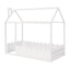 Cama de Madera en Forma de Casa para Niños de Tamaño Individual - Blanca