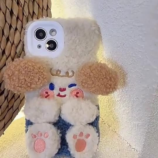 Winter Cute Plush Dog iPhone 14 Promax for 11/12 Apple 13 Phone Case XR Female XS Soft Cover - Korvel