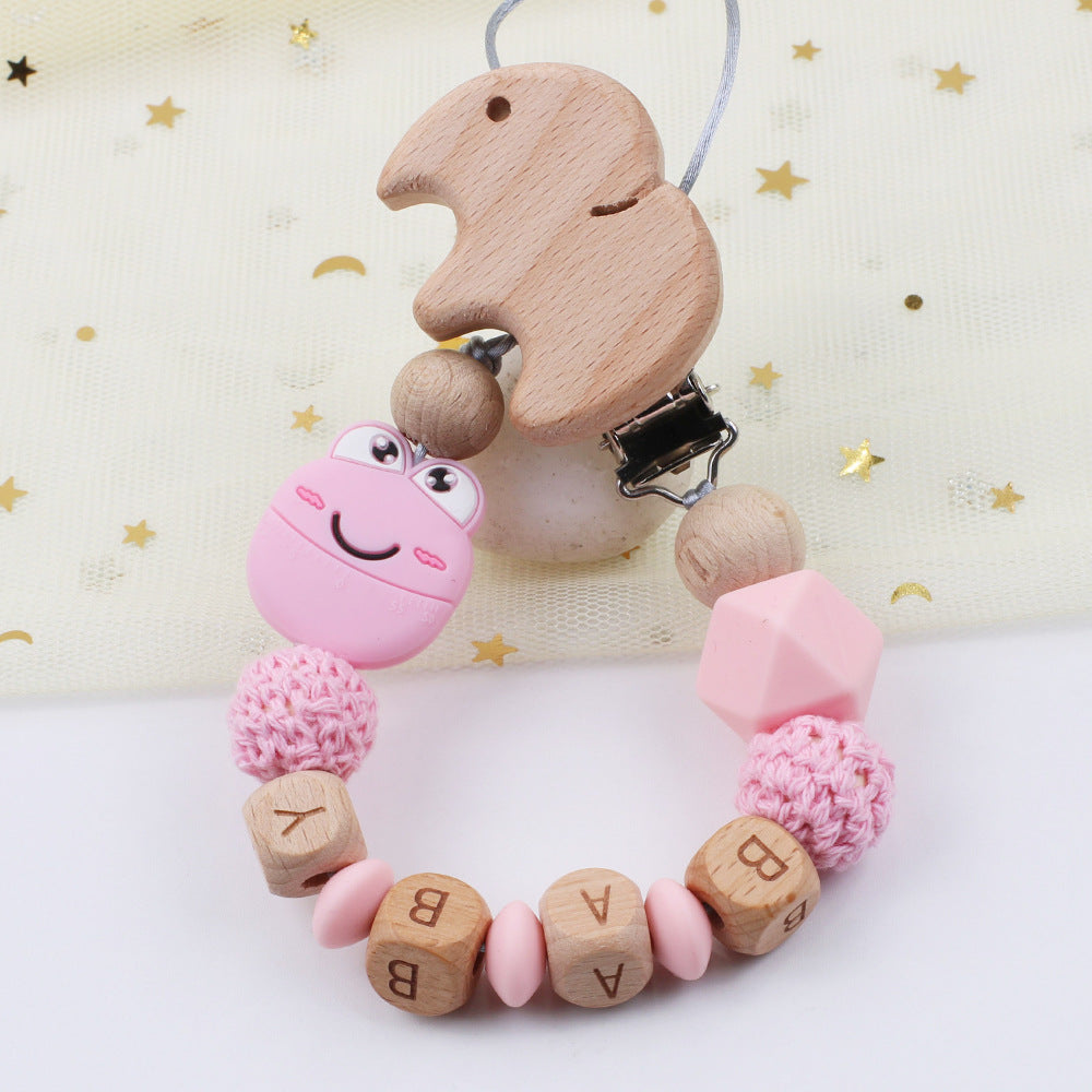 Cartoon frog silicone pacifier chain baby beech tooth glue chain toy anti-drop chain - Korvel