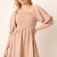 Charming Smocked Ruffled Hem Mini Dress