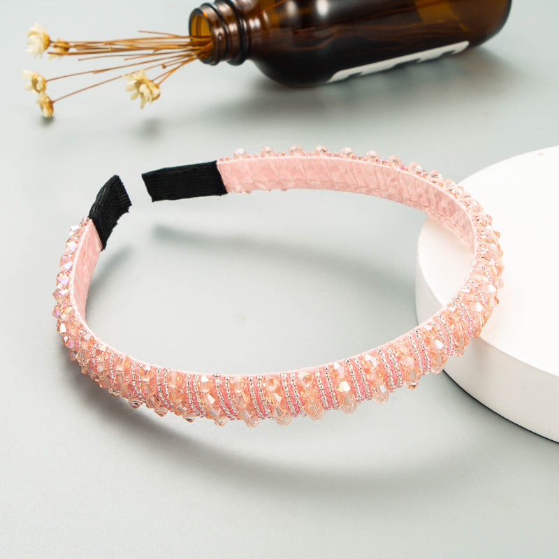 Washing Face Hair Band Thin Edge Handmade String Crystal Headband Fashion Hair Accessories Simple Hair Band - Korvel