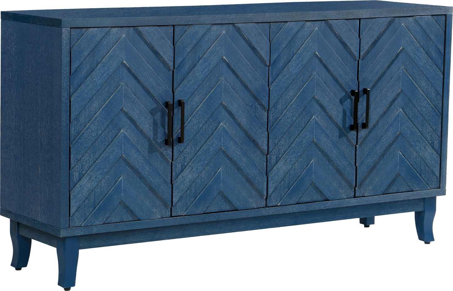 Stronger Vintage Style Buffet Cabinet Lacquered Accent Storage 4 Door Wooden - Korvel