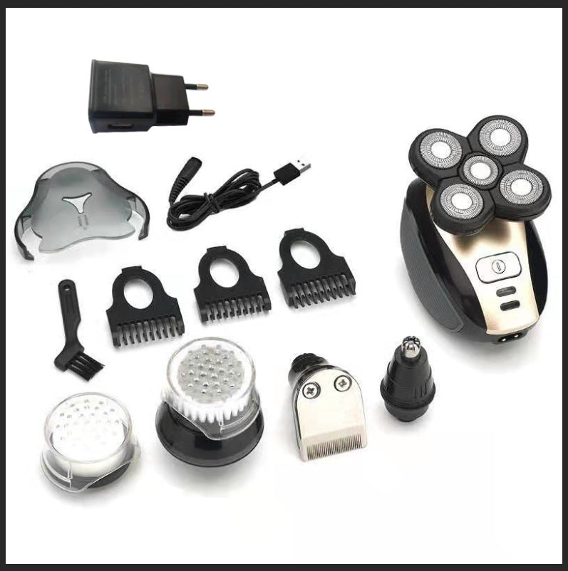 Multifunctional 5-Head Shaver Rechargeable Razor Water Washing Bald Head Machine Five-In-One Razor - Korvel