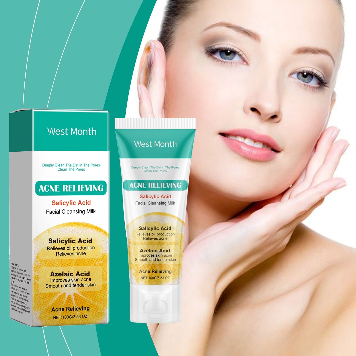 Salicylic Acid Anti-Acne Cleanser, Moisturizing Oil Control, Cleaning And Soothing Skin - Korvel