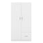 Wooden Wardrobe with Double Doors, Armoire with Hanging Rod, 5 Fixed Shelves, One Storage Drawer,White - Korvel