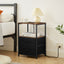 Tea table with charging station, bedside table with USB port, socket and cloth bag, 2 drawers - Korvel