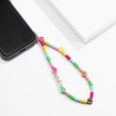 Fresh Fruit Bead Mobile Phone Chain with Soft Ceramic Pendant