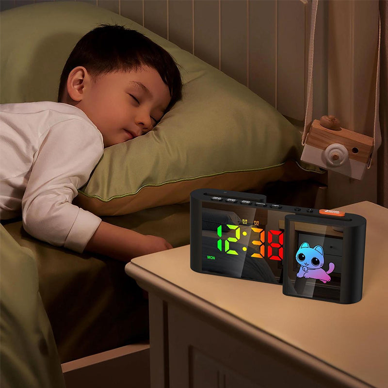 Creative S-shaped Dual-Screen RGB Alarm Clock with Night Light