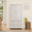 70 inch high kitchen pantry storage cabinet with 2 drawers and 3 shelves, large storage cabinet (antique white) - Korvel