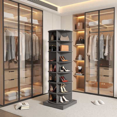 new 360 gray rotating shoe cabinet with 7 layers can accommodate up to 28 Paris shoes - Korvel