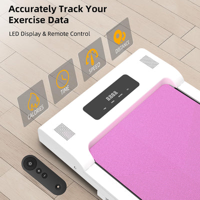 Portable Under-Desk Treadmill with Remote LED Display - Pink