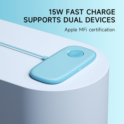 2-in-1 wireless charger suitable for Apple Watch, mobile phone multifunctional wireless charging, desktop ultra-thin - Korvel