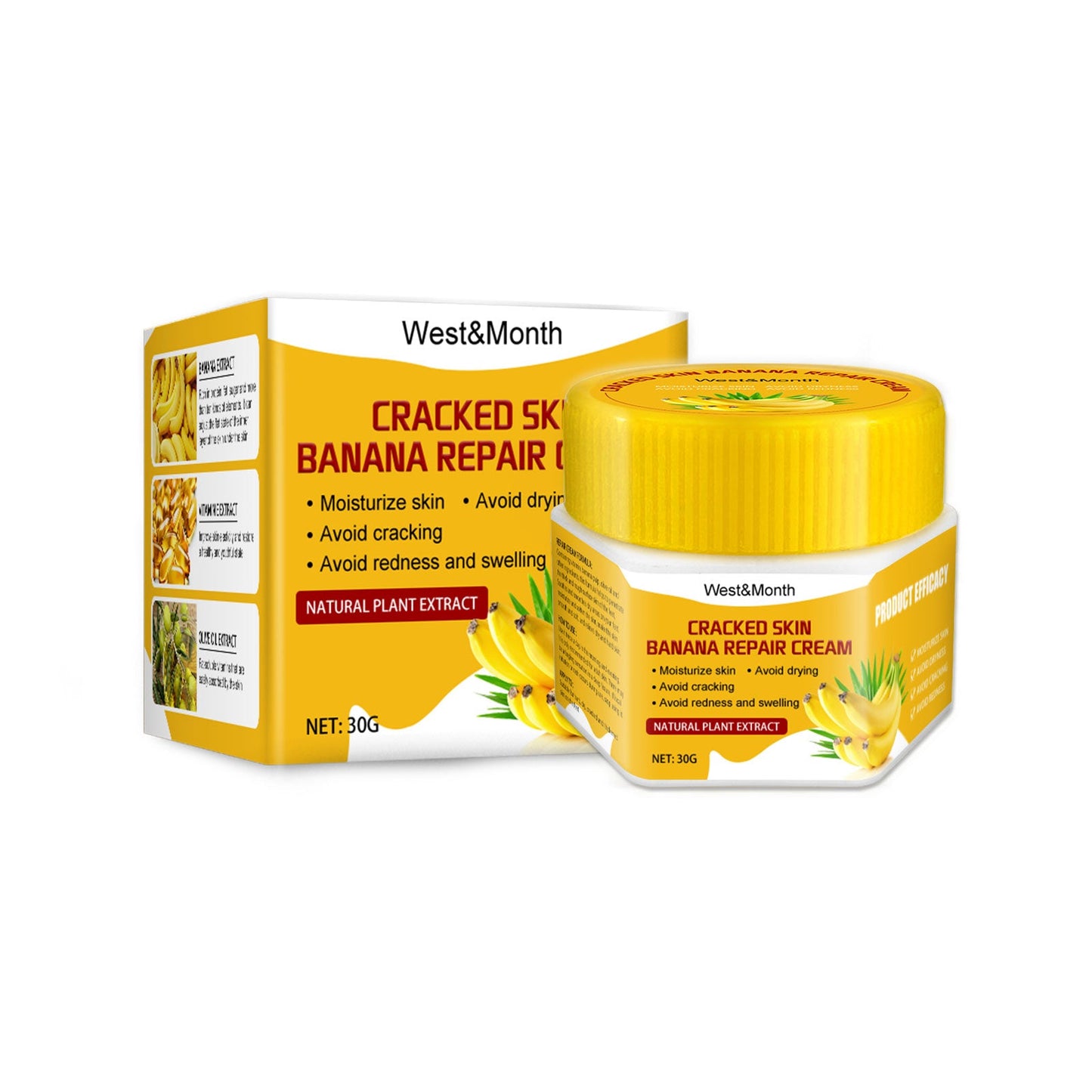 Cracked Skin Banana Repair Cream, Nourishing And Moisturizing Foot Repair Cream To Soften Exfoliation And Remove Dead Skin Calluses - Korvel