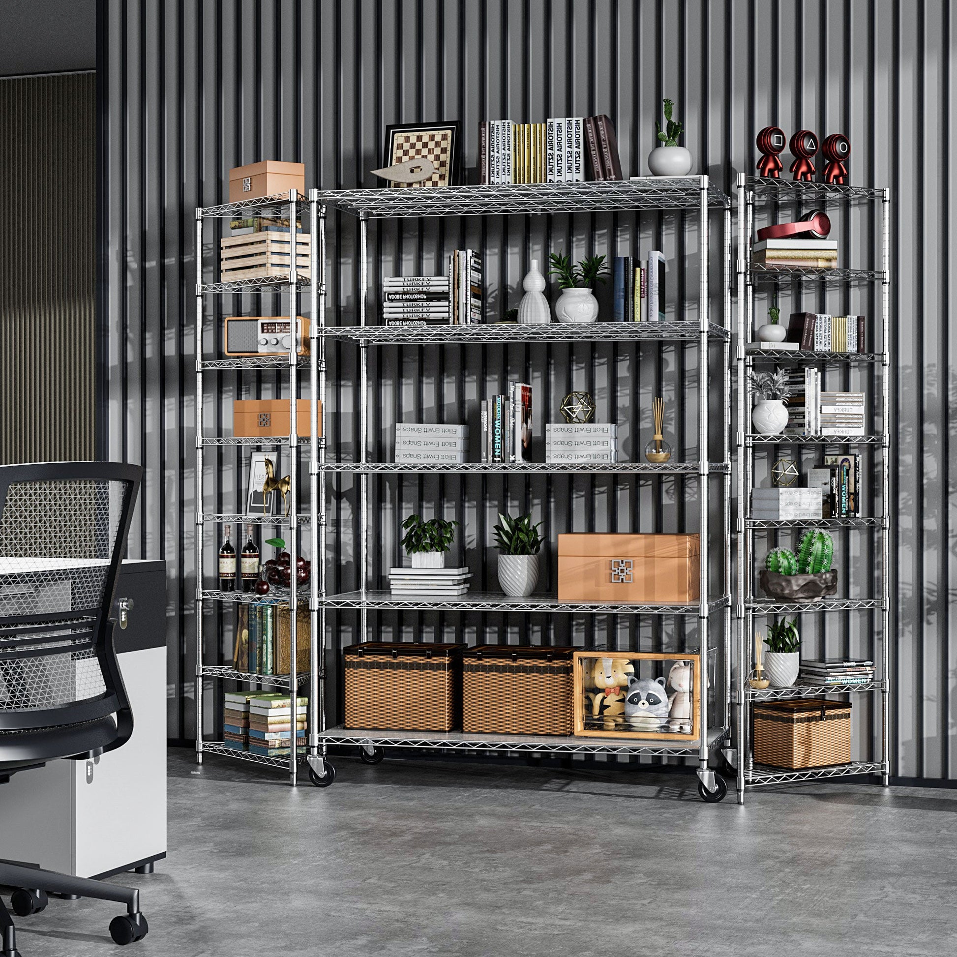 5 Tier 6000lbs Heavy Duty Adjustable Storage Rack Metal Shelf Wire Shelving Unit Chrome - Korvel