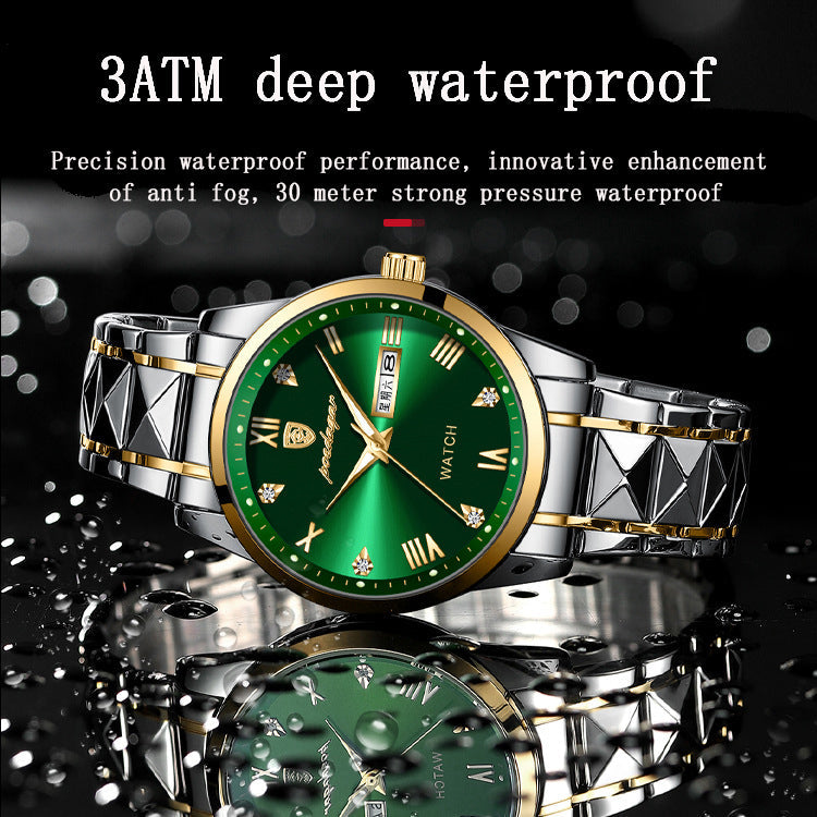 Reloj de Hombre Suizo Impermeable con Doble Calendario y Brillo