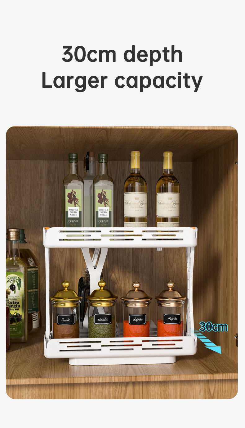 Pull out Rotating Spice Rack Organizer for Cabinet Rotate Makeup Organizer Slide Bottle Box Holder Plastic Seasoning Spice Rack - Korvel