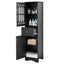 Tall Bathroom Cabinet, Freestanding Storage Cabinet with Drawer and Doors, MDF Board, Acrylic Door, Adjustable Shelf, Black - Korvel
