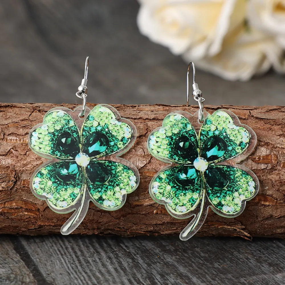 Lucky Clover Acrylic Dangle Earrings - Korvel