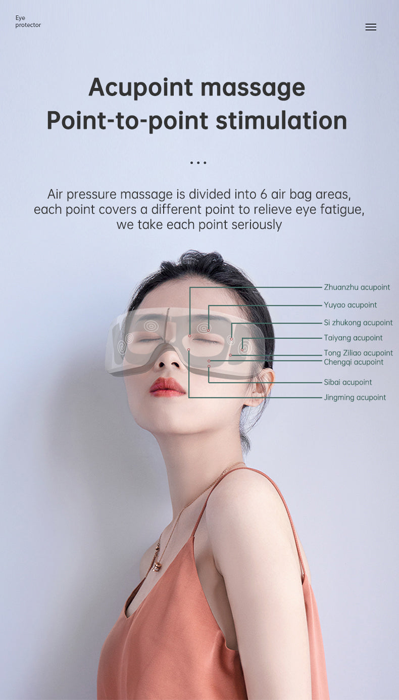 Eye Massager Air Pressure Vibration Eye Protector Bluetooth Eye Massage Relax Migraines Relief Improve Sleep - Korvel