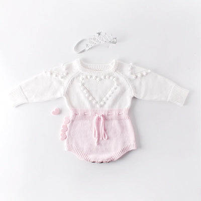 Baby handmade love sweater, knitted sweater, long sleeved jumpsuit, bag, buttocks, sweatshirt, crawling suit - Korvel