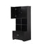 Bathroom storage cabinet, 4-door independent cabinet, adjustable shelf, open multi-layer shelf, black - Korvel