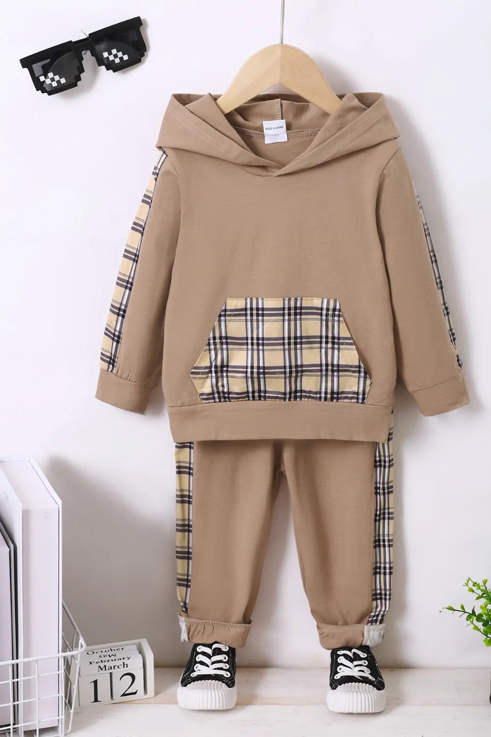 Children's Plaid Hoodie and pants Set - Korvel