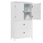 Bathroom Storage Cabinet, Cabinet with Two Doors and Drawers, Adjustable Shelf, MDF Board, White - Korvel