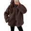 Manteau élégant d'hiver à col avec fermeture éclair et poches