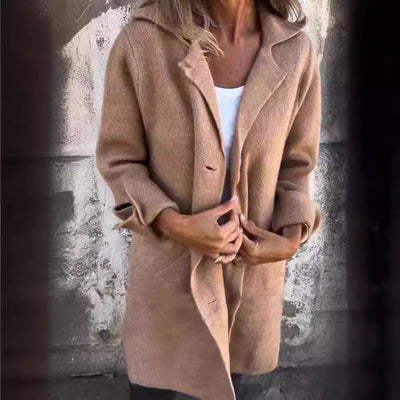 Lapel Single Breasted Cardigan with Pockets