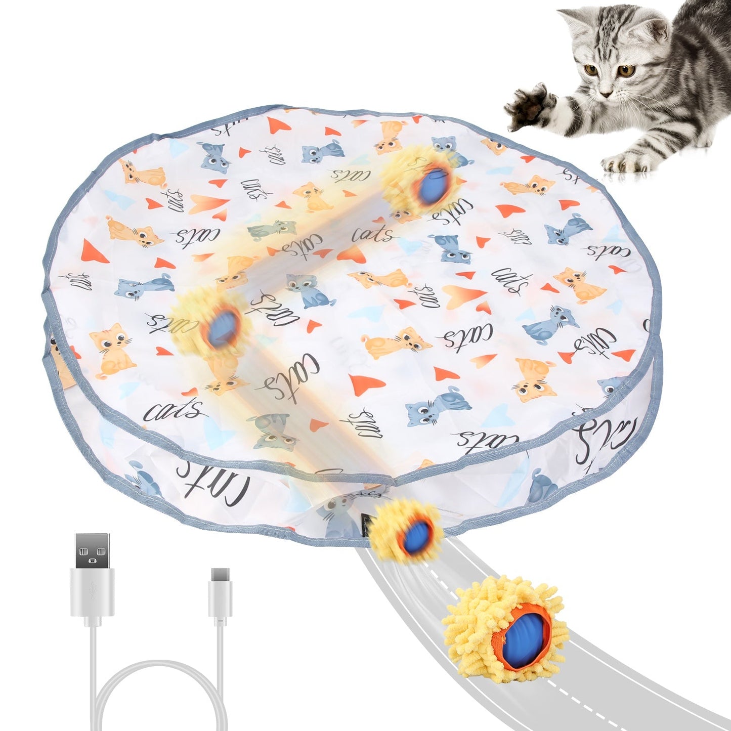 Balle de Jouet Interactive Rechargeable pour Chats d'Intérieur