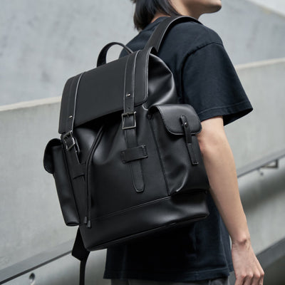 Men's Premium Leather Laptop Backpack - Large Capacity