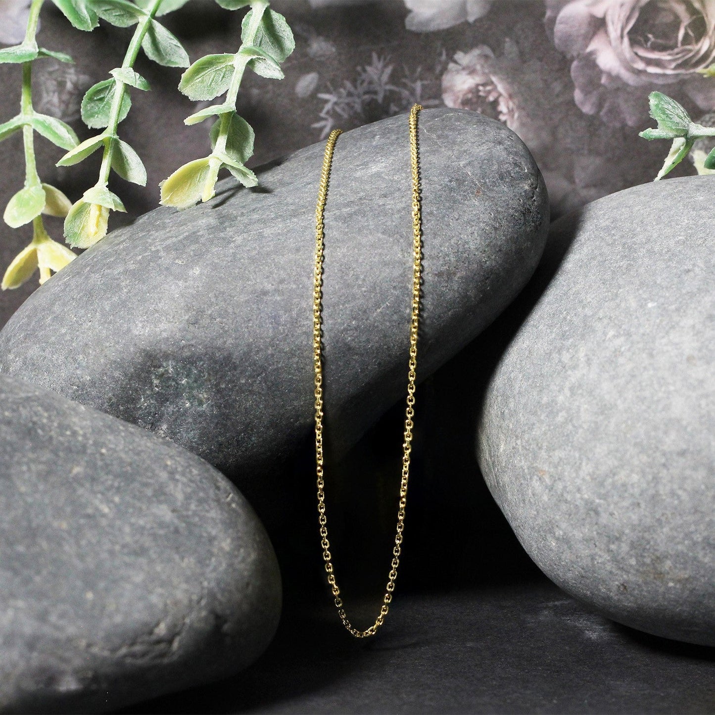 18k Yellow Gold Diamond Cut Cable Link Chain - 1.10 mm