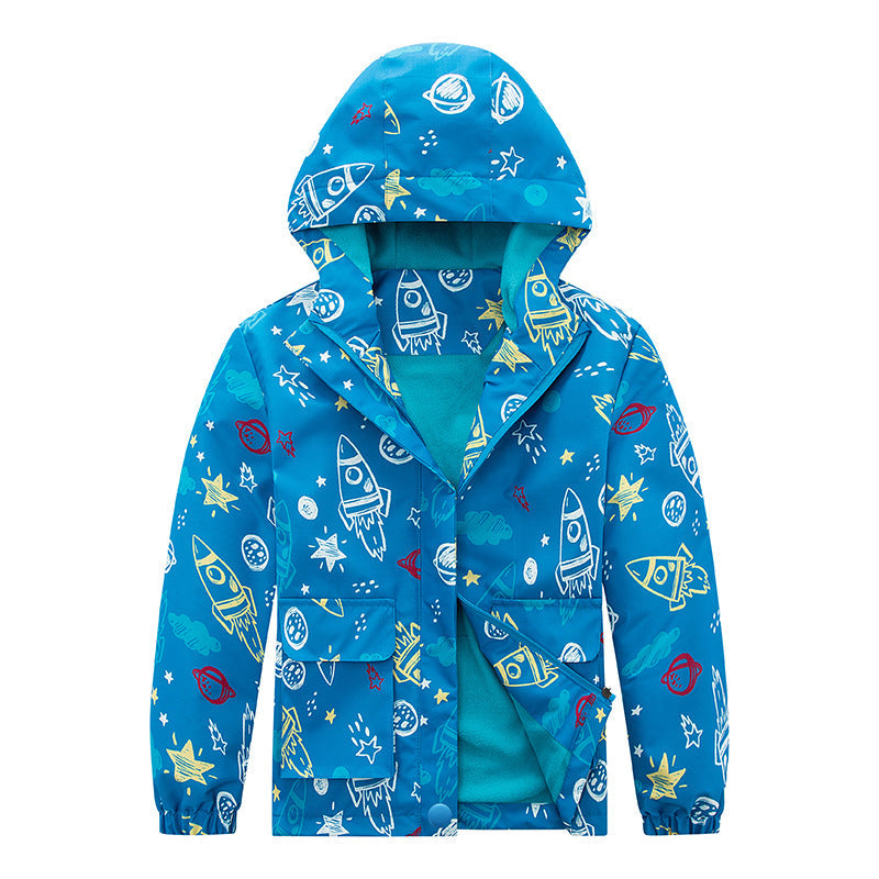 Kids' Windproof Waterproof Fleece-Lined Jacket