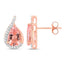 Boucles d'oreilles en morganite véritable de 2,43 carats et diamants blancs en or rose 14K