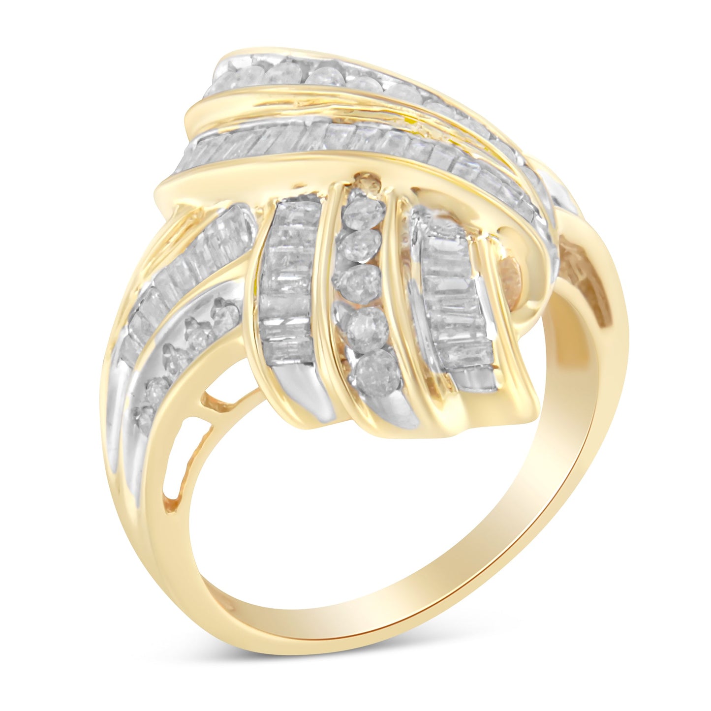 Anillo de cóctel de diamantes en oro amarillo de 10K - Talla 8