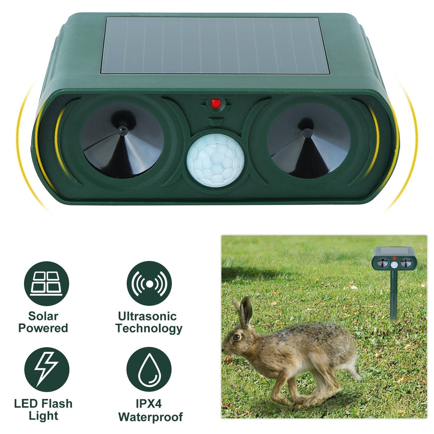 Répulseur Ultrasonique Solaire Gbruno pour Espaces Extérieurs