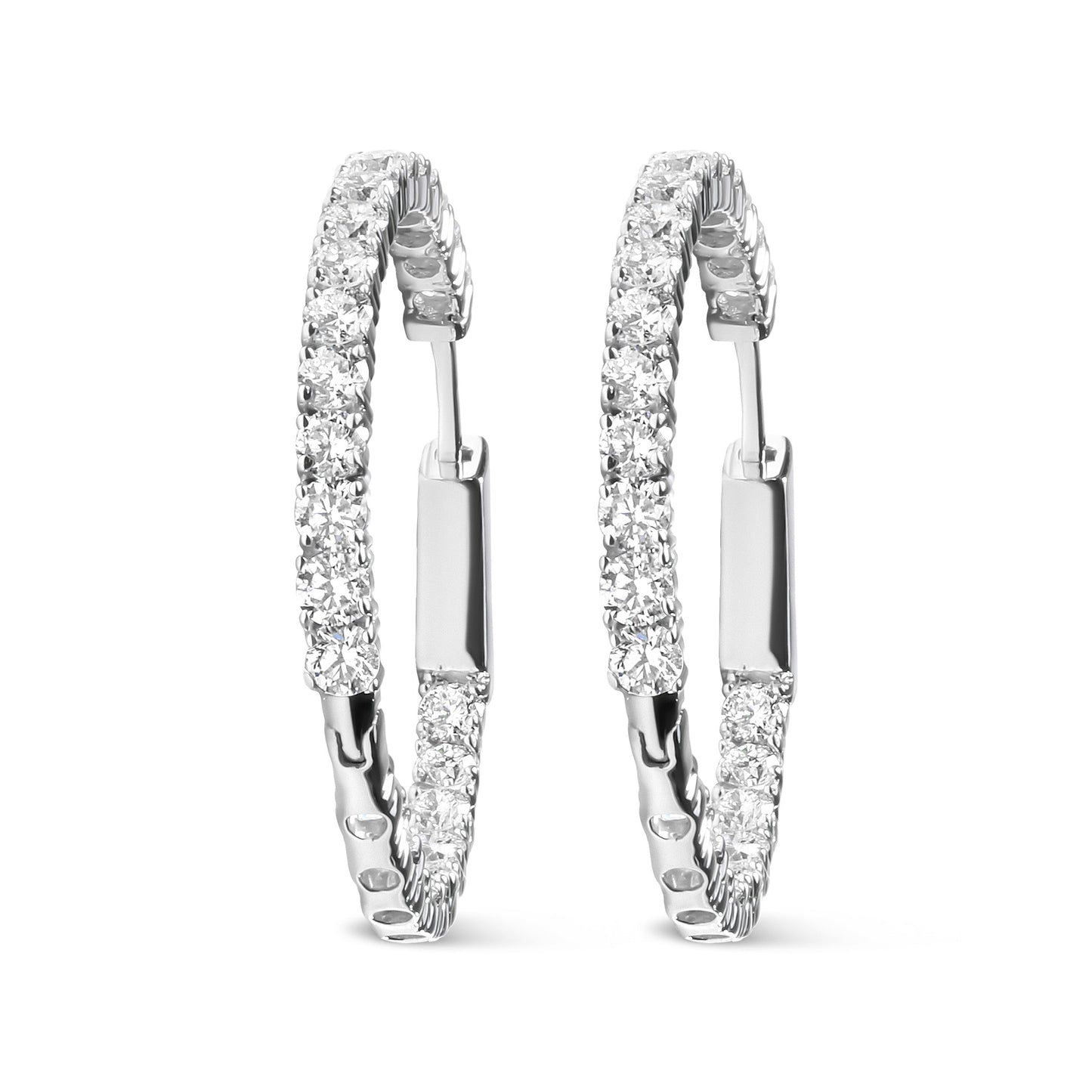 14K White Gold Lab Grown Diamond Inside Out Hoop Earrings